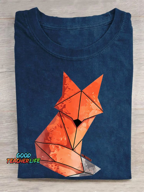Teecade Geometry Fox Print Classic T-shirt