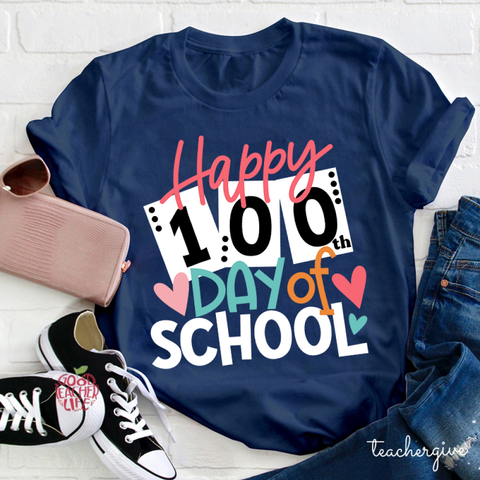 Happy 100th Day Of School Cards Teacher T-Shirt