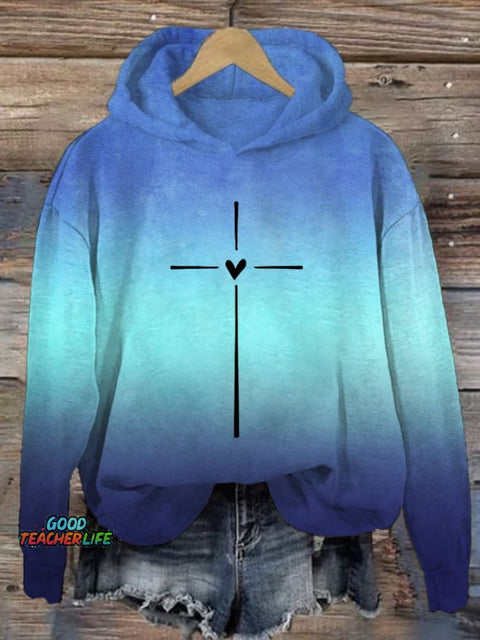 Women's Christian Cross Printed Hoodie