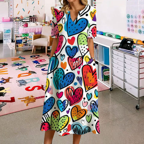 Colorful Heart Love Every Students Dress