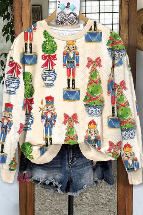 Nutcracker Christmas Tree Print Sweatshirt