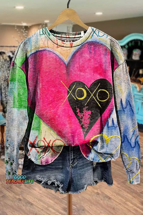 Colorful Love Heart Art Print Valentine's Day Sweatshirt