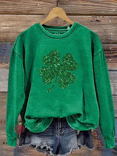 Women's Patrick's Day Lucky Pattern Long Sleeve Crew Neck Sweatshirt