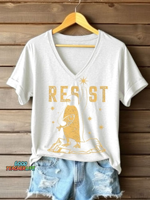 Women's Penguins Resist Tariff Printed Short-Sleeved T-Shirt