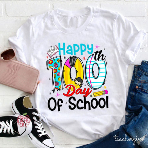 Happy 100th Day Of School Teacher T-Shirt