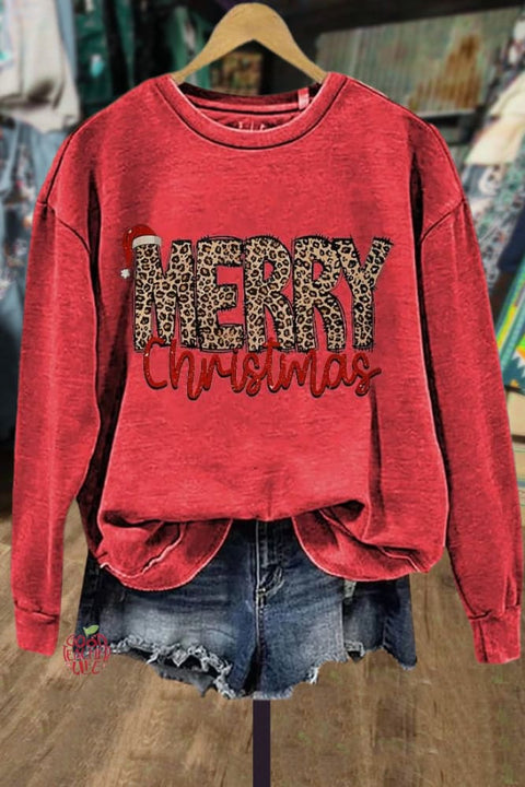 Leopard Print Merry Christmas Sweatshirt