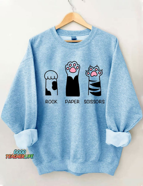 Rock Paper Scissors Cat Sweatshirt