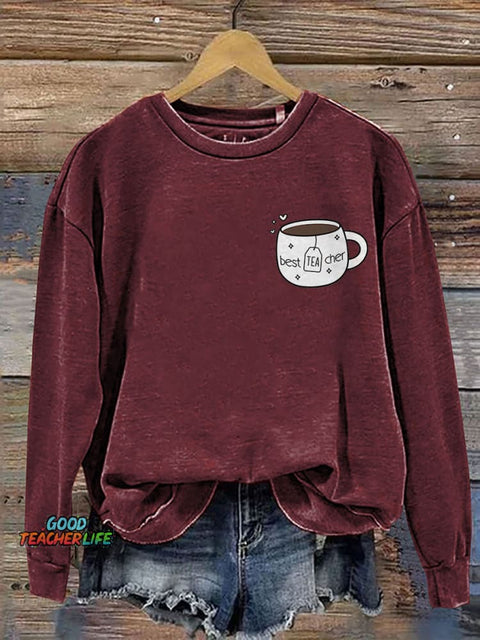 Retro Bright Pink Sun Hot Casual Print Sweatshirt