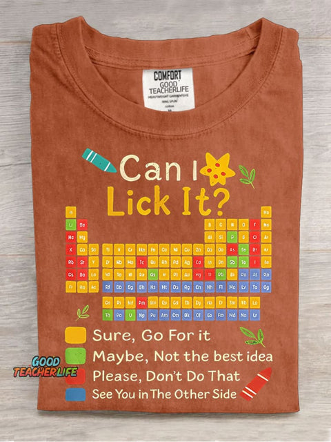 Can I Lick It Teacher Casual Print T-shirt