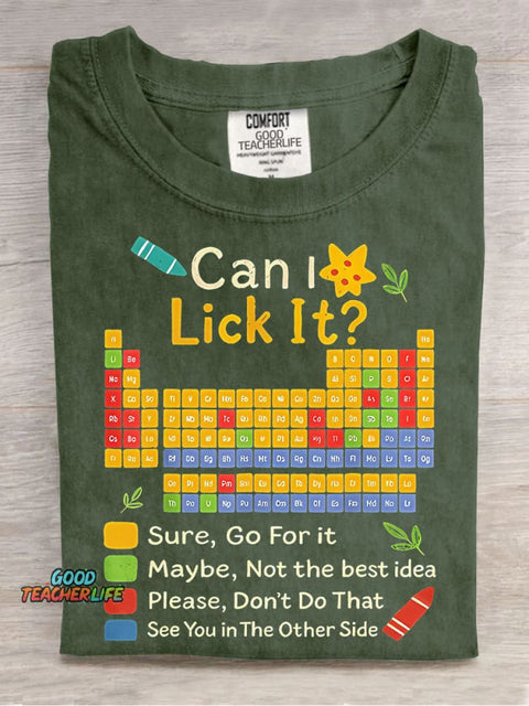 Can I Lick It Teacher Casual Print T-shirt