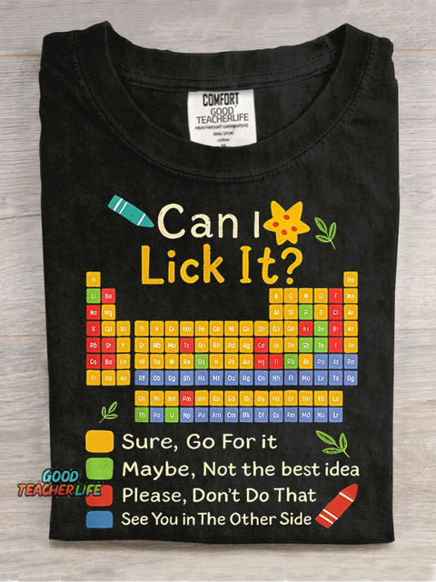 Can I Lick It Teacher Casual Print T-shirt