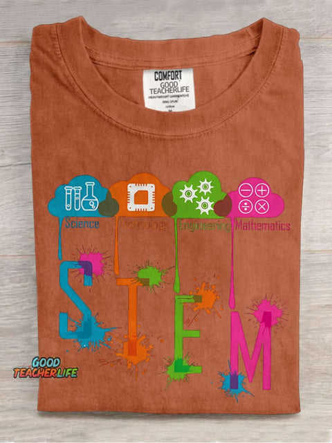 Color Splash Ink STEM Teacher Casual Print T-shirt