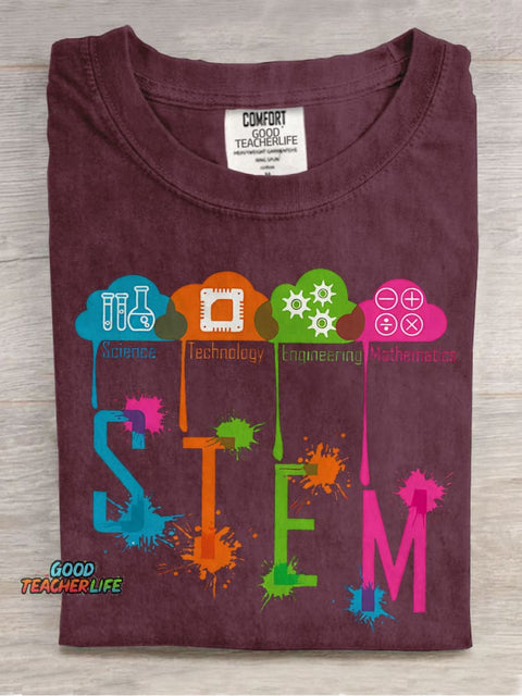 Color Splash Ink STEM Teacher Casual Print T-shirt