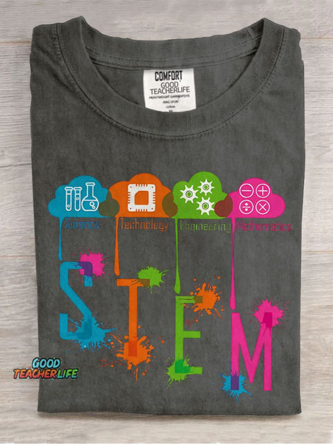Color Splash Ink STEM Teacher Casual Print T-shirt