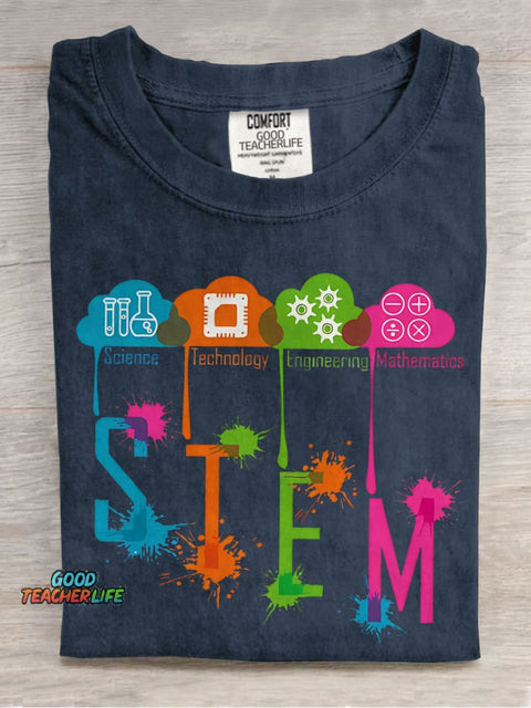 Color Splash Ink STEM Teacher Casual Print T-shirt