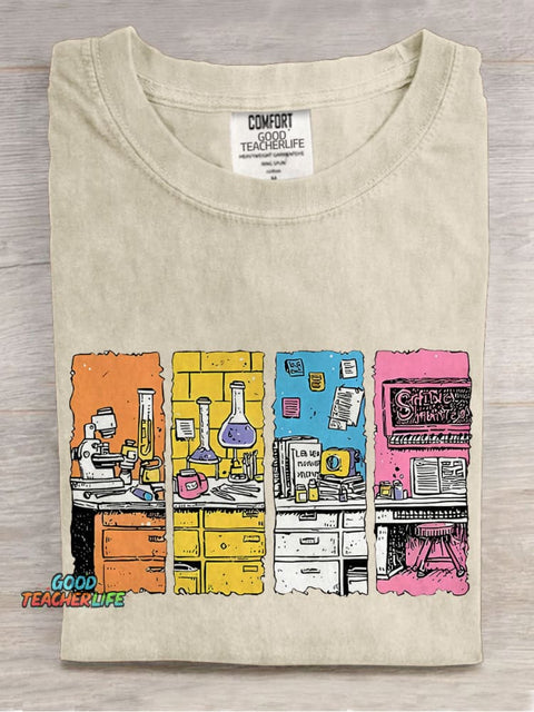 Science Lab School Teacher Casual Print T-shirt