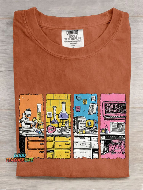 Science Lab School Teacher Casual Print T-shirt