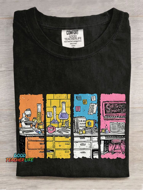 Science Lab School Teacher Casual Print T-shirt
