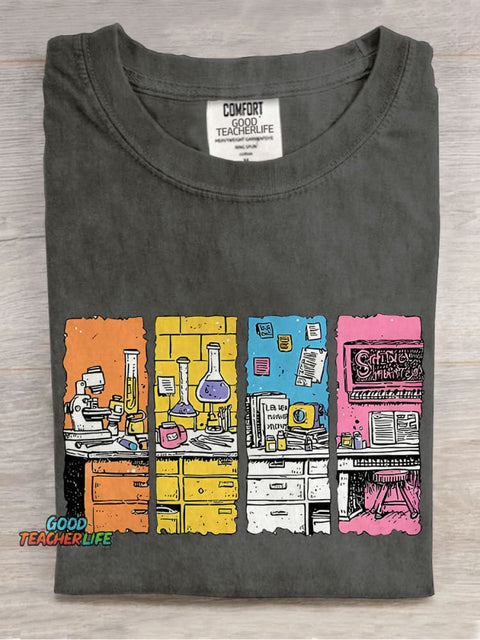 Science Lab School Teacher Casual Print T-shirt