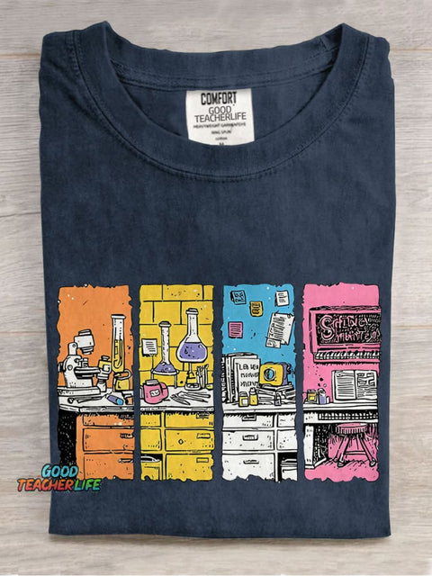 Science Lab School Teacher Casual Print T-shirt