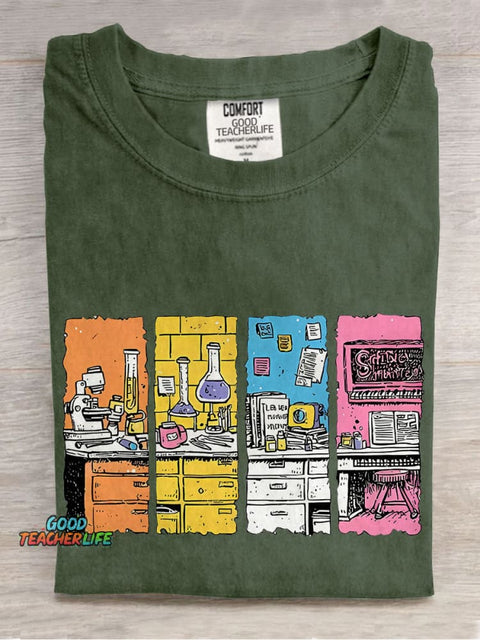 Science Lab School Teacher Casual Print T-shirt