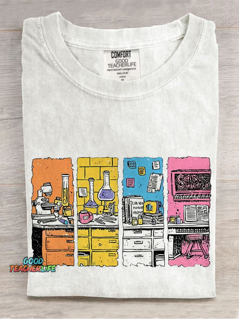Science Lab School Teacher Casual Print T-shirt
