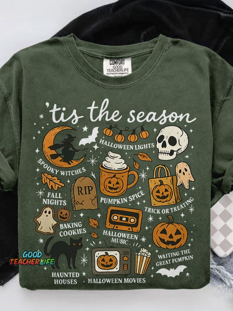 Spooky Season Casual Print T-shirt