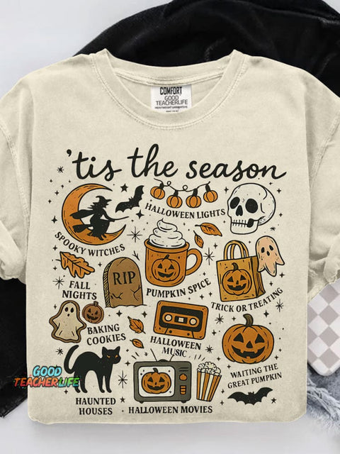 Spooky Season Casual Print T-shirt