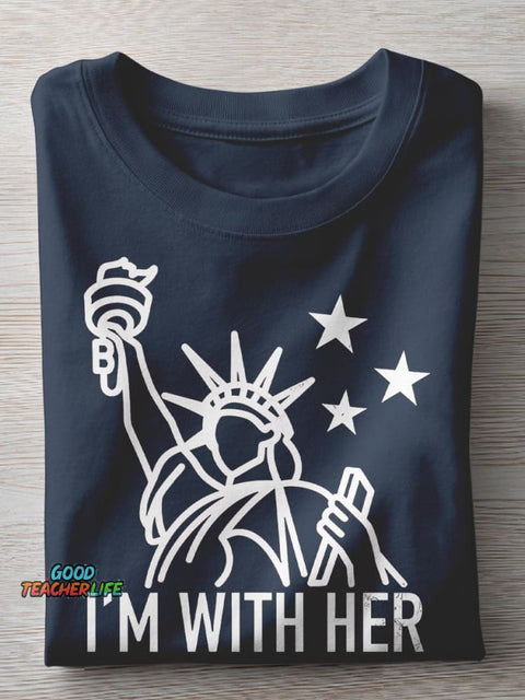 I'm With Her Teacher Casual Print T-shirt