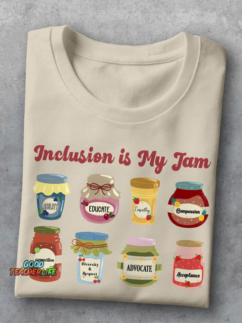 Inclusion Neurodiversity Inclusion Is My Jam Special Education Teacher Autism Awareness Casual Print T-shirt