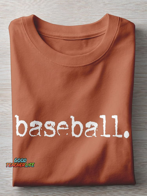 Retro Baseball Game Day Casual Print T-shirt