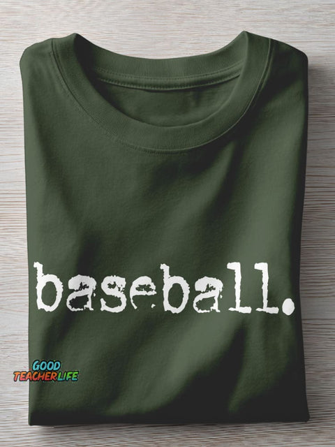 Retro Baseball Game Day Casual Print T-shirt