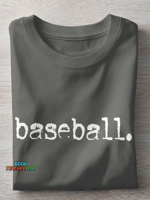 Retro Baseball Game Day Casual Print T-shirt
