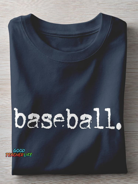 Retro Baseball Game Day Casual Print T-shirt