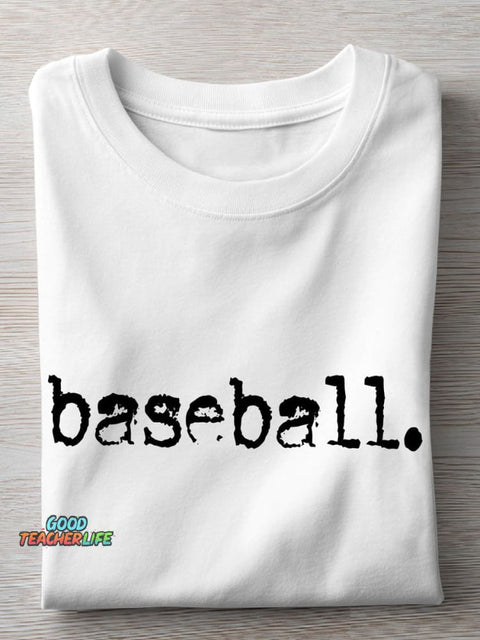 Retro Baseball Game Day Casual Print T-shirt