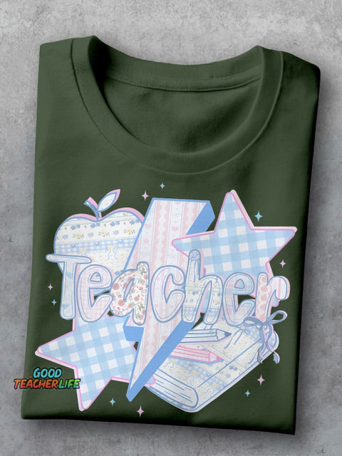 Kindergarten Teacher Object Casual Print T-shirt