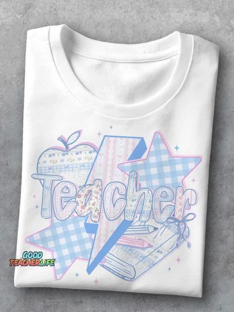 Kindergarten Teacher Object Casual Print T-shirt