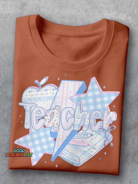 Kindergarten Teacher Object Casual Print T-shirt