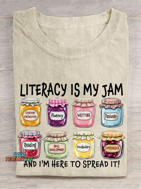 Literacy Is My Jam, Literacy Specialist Casual Print T-shirt