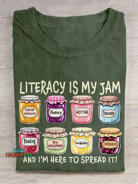 Literacy Is My Jam, Literacy Specialist Casual Print T-shirt