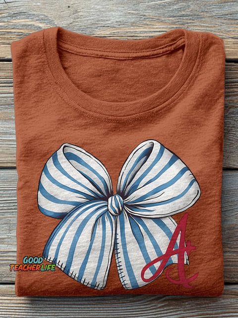 Bow Tie A+ Teacher Casual Print T-shirt