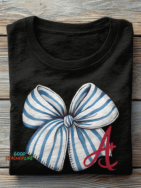 Bow Tie A+ Teacher Casual Print T-shirt