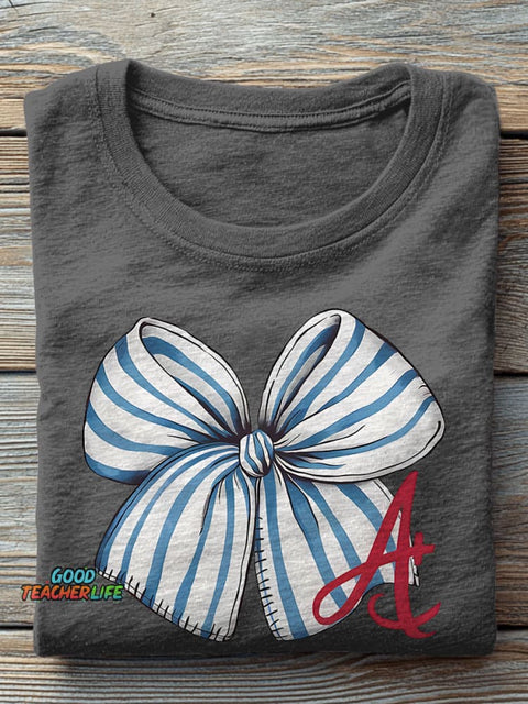 Bow Tie A+ Teacher Casual Print T-shirt
