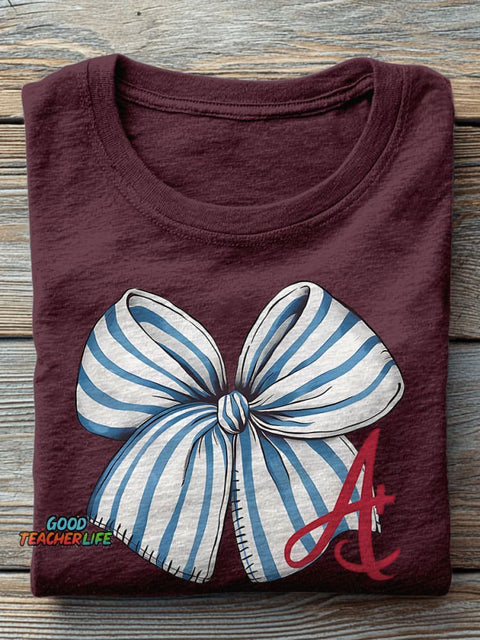 Bow Tie A+ Teacher Casual Print T-shirt