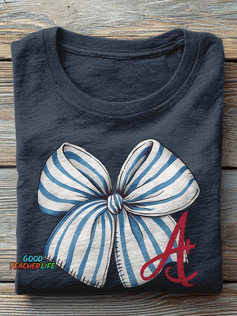 Bow Tie A+ Teacher Casual Print T-shirt