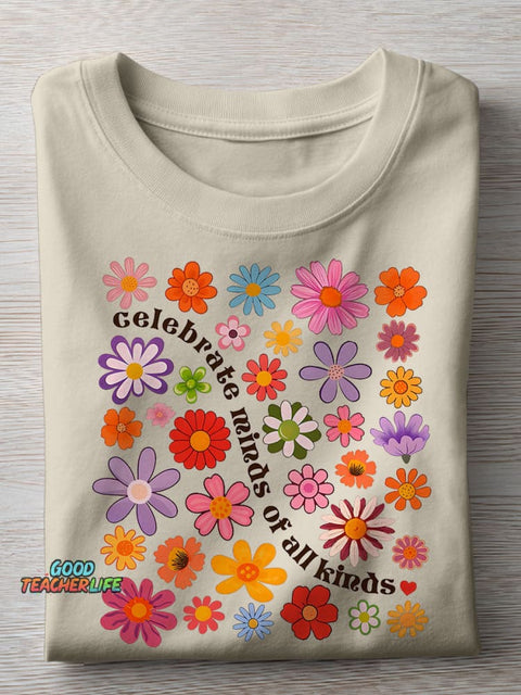 Celebrate Minds of All Kinds Autism Awareness SPED Teacher Special Education Teacher Casual Print T-shirt