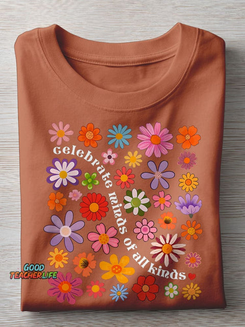 Celebrate Minds of All Kinds Autism Awareness SPED Teacher Special Education Teacher Casual Print T-shirt