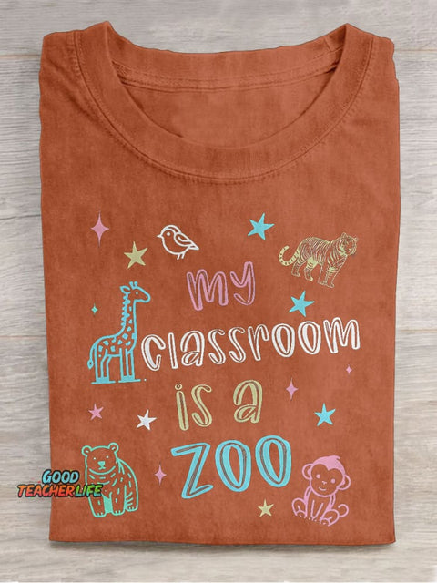 My Classroom Is A Zoo Back To School Teacher Casual Print T-shirt