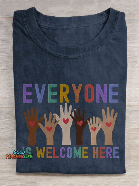 Everyone Is Welcome Here Idaho Teacher Inclusion Equality Casual Print T-shirt