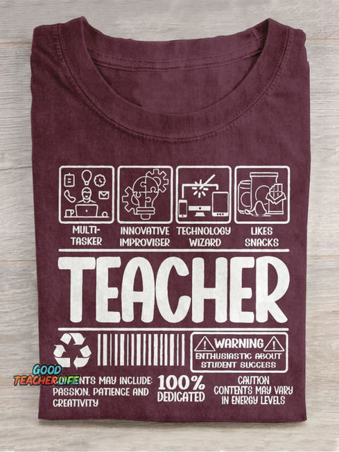 Teacher Label Teacher Casual Print T-shirt